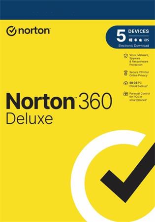 NORTON 360 DELUXE 50GB +VPN 1 uživatel pro 5 zařízení na 2  roky