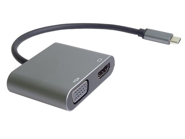 PremiumCord MST adaptér USB-C na HDMI + VGA, rozlišení 4K a FULL HD 1080p