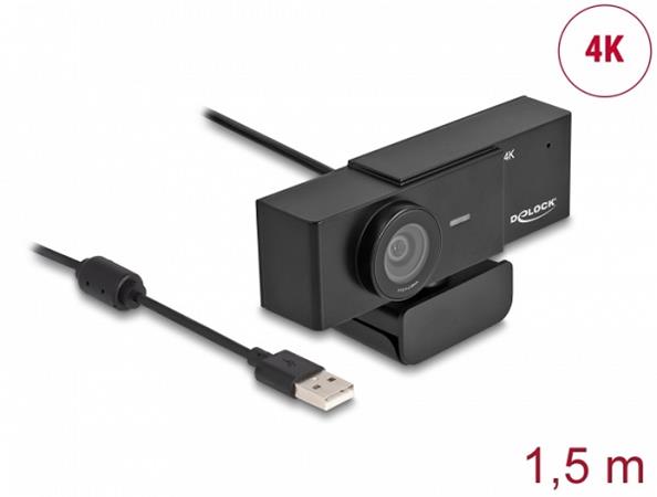 Delock Webová UHD kamera s rozhraním USB a s mikrofonem, 4K 30 Hz, zorný úhel 11