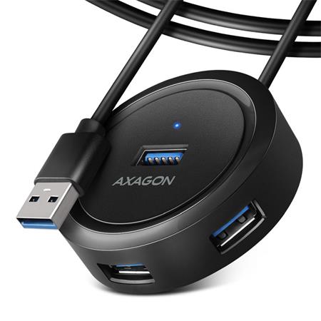 AXAGON HUE-P1AL, 4x USB 3.2 Gen 1 ROUND hub, micro USB napájecí konektor, kabel