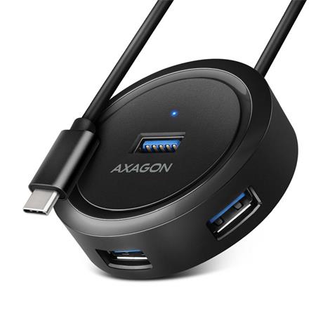 AXAGON HUE-P1C, 4x USB 3.2 Gen 1 ROUND hub, micro USB napájecí konektor, kabel U