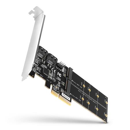 AXAGON PCES-SA4M2, PCIe řadič - 2x interní SATA 6G port + 2x SATA M.2 slot, ASM1