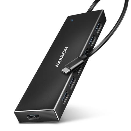 AXAGON HUE-F7C, 7x USB 3.2 Gen 1 ALU FLAT CHARGING hub, micro USB napájecí konek