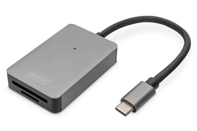 DIGITUS Čtečka karet USB-C, 2 porty UHS-II SD4.0, TF4.0, 300 Mb/s