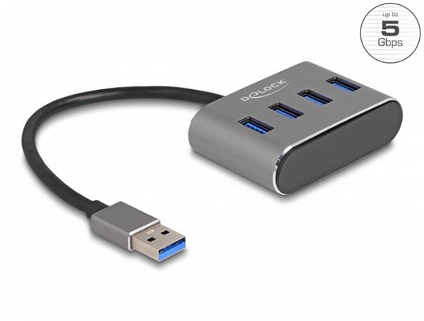 Delock 4 portový Hub USB 3.2 Gen 1 s konektorem USB Typu-A – porty USB Typu-A na