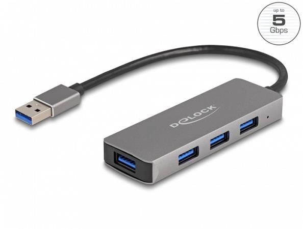 Delock 4 portový Hub USB 3.2 Gen 1 s konektorem USB Typu-A – porty USB Typu-A na