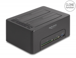 Delock Duální USB dokovací stanice pro 2 x HDD / SSD SATA s funkcí klonování a č