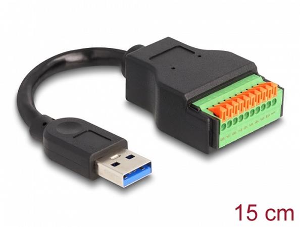Delock Adaptér kabelu ze zástrčkového konektoru USB 3.2 Gen 1 Typu-A na svorkovn