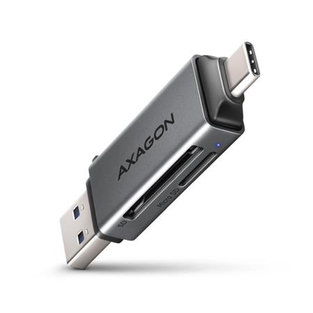 AXAGON CRE-DAC, USB-C + USB-A, 5 Gbps - MINI čtečka karet, 2-slot & lun SD/micro