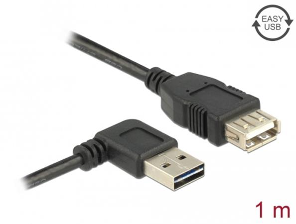 Delock Prodlužovací kabel EASY-USB 2.0 Typ-A samec pravoúhlý levý / pravý > USB