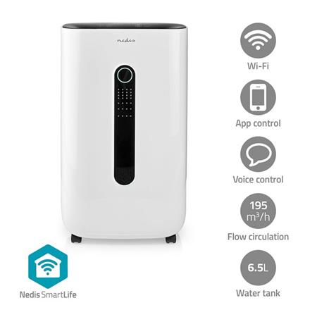 Nedis DEHU20WTW - Odvlhčovač SmartLife| 20 L | Odvlhčování / Průběžné / Sušení p