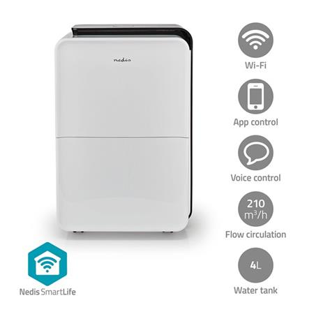 Nedis DEHU30WTW - Odvlhčovač SmartLife| 30 L | Odvlhčování / Průběžné / Sušení p