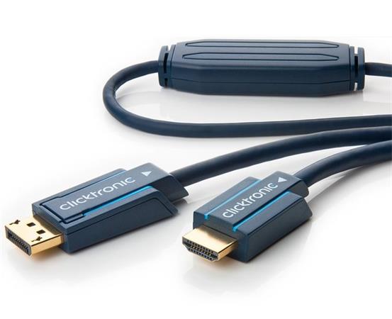 ClickTronic HQ OFC kabel DisplayPort - HDMI typ A, zlacené kon., 3D, M/M, 7.5m