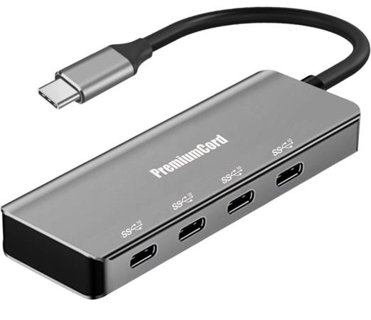 PremiumCord 5G SuperSpeed Hub USB-C na 4x USB 3.2 C Aluminum