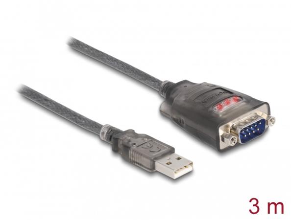 Delock Adaptér z USB 2.0 A na 1 x 9 pinový zástrčkový konektor RS-232 D-Sub s ma