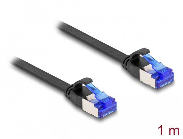 Delock RJ45 Plochý spojovací kabel ze zástrčky na zástrčku, Cat.6A, ohebný, 1 m,