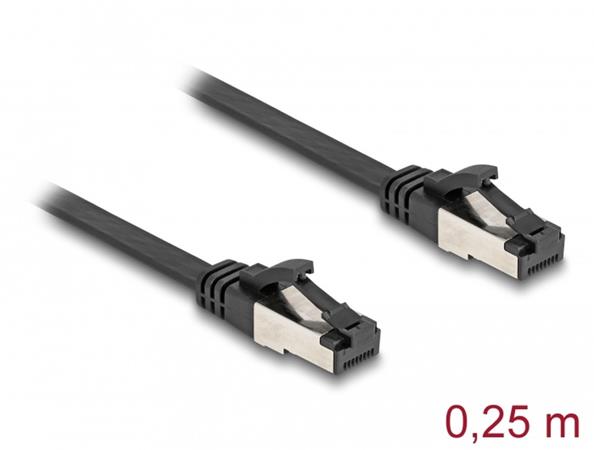 Delock RJ45 Plochý spojovací kabel ze zástrčky na zástrčku, Cat.8.1, ohebný, 0,2