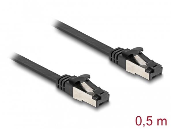 Delock RJ45 Plochý spojovací kabel ze zástrčky na zástrčku, Cat.8.1, ohebný, 0,5