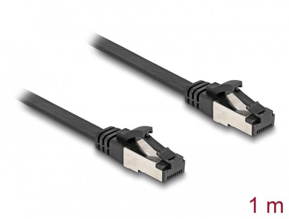 Delock RJ45 Plochý spojovací kabel ze zástrčky na zástrčku, Cat.8.1, ohebný, 1 m