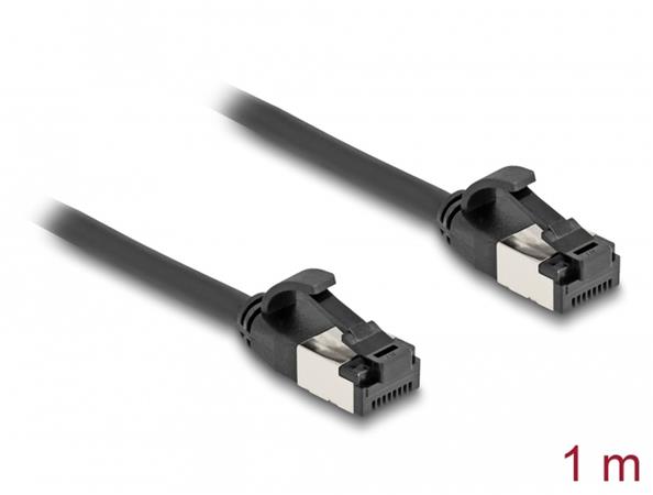 Delock Kabel RJ45 ze zástrčky na zástrčku, Cat.8.1, ohebný, 1 m, černý