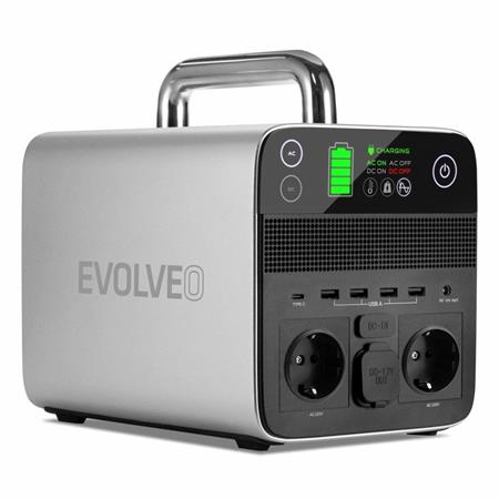 Evolveo PowerCharge 500, nabíjecí stanice, 20 Ah, 512 Wh, 2× 230 V zásuvka, 1× 1