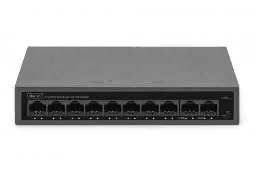 DIGITUS 8+2 Port FE PoE Switch 8 Port PoE 802.3at, 10/100 Mbps