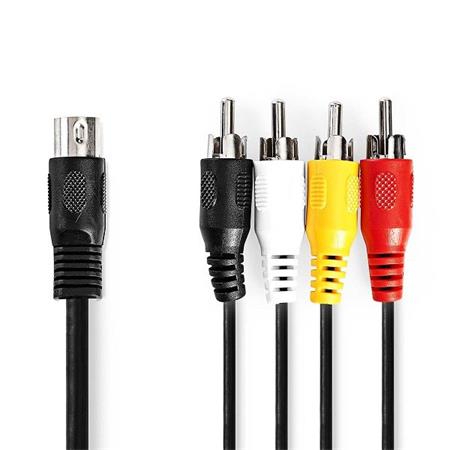 Nedis CAGL20400BK10 - Audiokabel DIN | DIN 5-pin Zástrčka - 4x RCA Zástrčka | 1