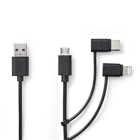 Nedis CCGL60620BK10 - USB 2.0 kabel 3v1 | USB-A Zástrčka - USB-C/Micro USB-B/App