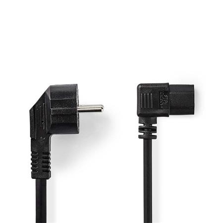 Nedis CEGL10020BK20 - Napájecí Kabel  | Typ F Zástrčka | IEC-320-C13 | Úhlový |