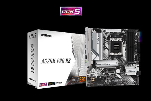 ASROCK MB A620M PRO RS (AM5, amd A620, 4xDDR5, PCIE 4.0, HDMI+DPort, 4xSATA3 +2x
