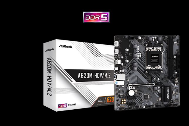 ASROCK MB A620M-HDV/M.2 (AM5, amd A620, 2xDDR5 5600MHz, PCIE 4.0, HDMI+DPort, 4x