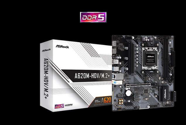 ASROCK MB A620M-HDV/M.2+ (AM5, amd A620, 2xDDR5 6400MHz, PCIE 4.0, HDMI+DPort, 4