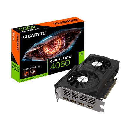 GIGABYTE GeForce RTX 4060 WINDFORCE OC 8G GV-N4060WF2OC-8GD, 8GB GDDR6, 1xDP, 1x
