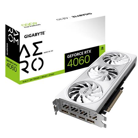 GIGABYTE GeForce RTX 4060 AERO OC 8G GV-N4060AERO OC-8GD, 8GB GDDR6, 2xDP, 2xHDM