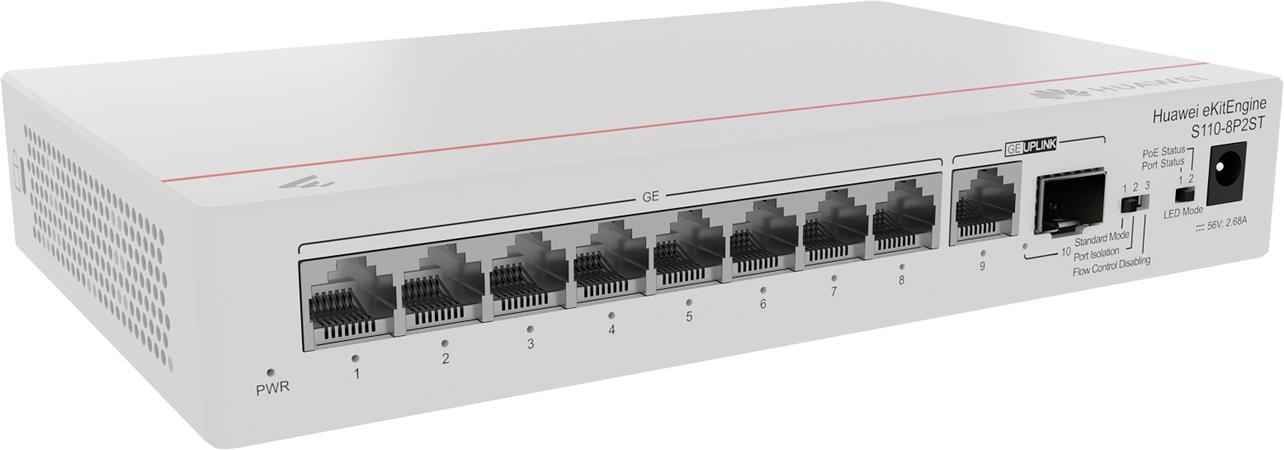 Huawei S110-8P2ST Switch (8*10/100/1000BASE-T ports, PoE+, 1*GE SFP port, 1*10/1