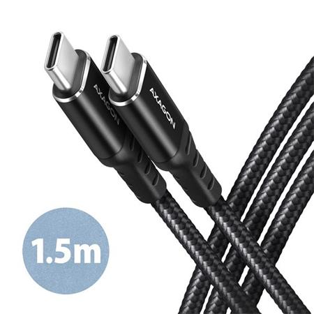 AXAGON BUCM-CM15AB, HQ kabel USB-C <-> USB-C, 1.5m, USB 2.0, PD 60W 3A, ALU, opl