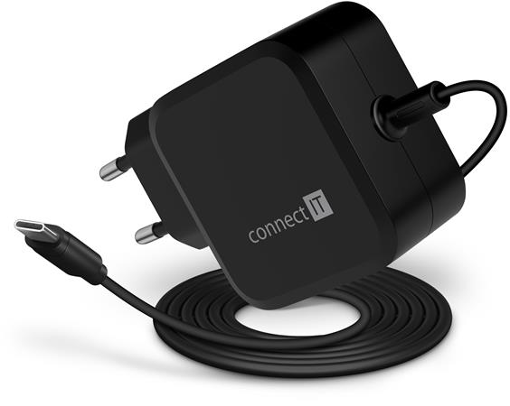 CONNECT IT C-Power Mini univerzální notebookový adaptér USB-C, PD 67 W, ČERNÝ