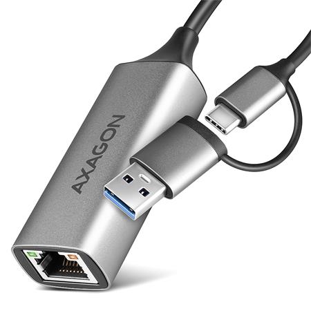 AXAGON ADE-TXCA, USB-C + USB-A 3.2 Gen 1 - Gigabit Ethernet síťová karta, Asix A