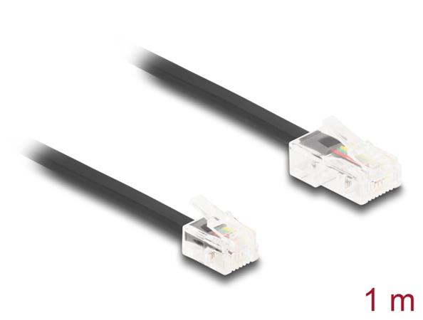 Delock Telefonní kabel RJ45, ze zástrčky na zástrčku RJ11, černý, 1 m