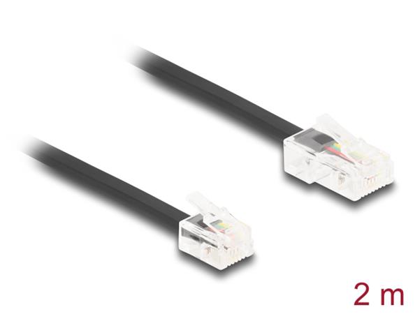 Delock Telefonní kabel RJ45, ze zástrčky na zástrčku RJ11, černý, 2 m