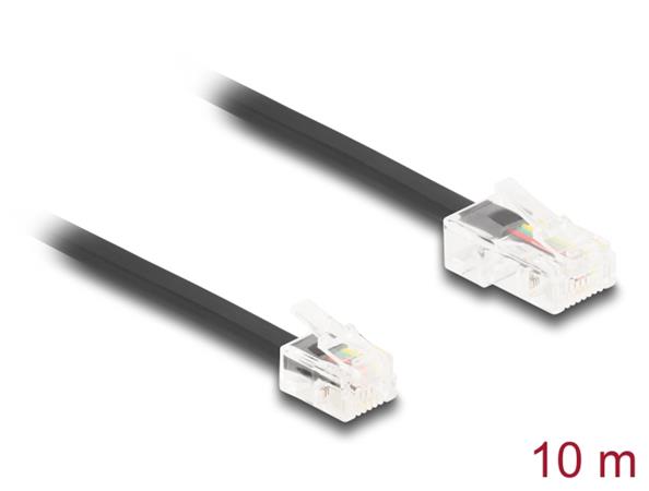 Delock Telefonní kabel RJ45, ze zástrčky na zástrčku RJ11, černý, 10 m