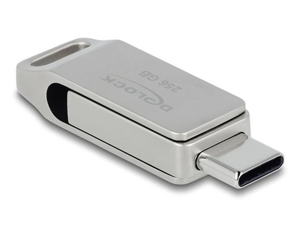 Delock Flash disk USB 5 Gbps, USB-C™ + Typ-A, 256 GB - kovový kryt