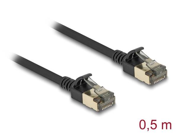 Delock Síťový kabel RJ45 Cat.8.1, F/FTP Slim Pro, 0,5 m, černý