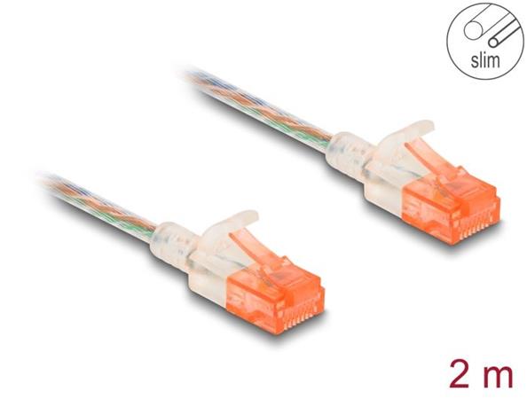 Delock Síťový kabel RJ45, Cat.6A, U/UTP, tenký, 2 m, transparentní