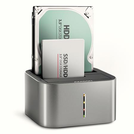 AXAGON ADSA-DC, USB-C 5Gbps - 2x SATA 6G 2.5"/3.5" SSD/HDD CLONE DUAL dokovací s