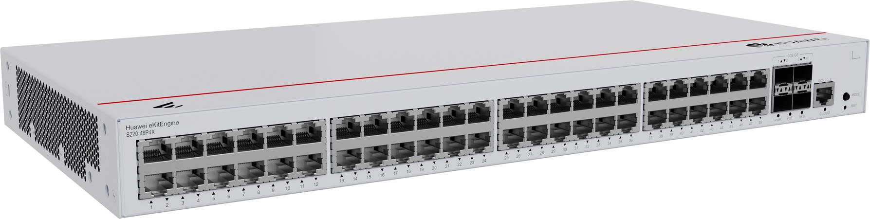 Huawei S220-48P4X Switch (48*GE ports(380W PoE+), 4*10GE SFP+ ports, built-in AC