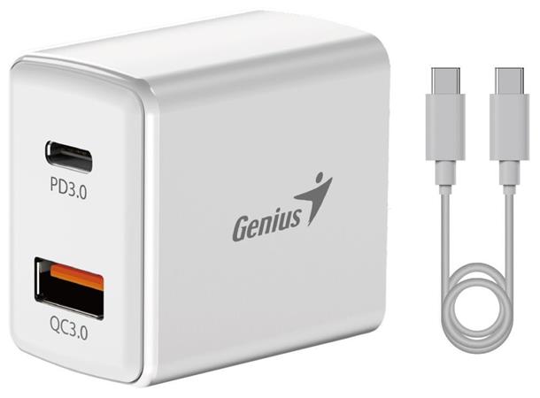 Genius PD-20ACP, Napájecí adaptér, univerzální, 20W, 1× USB-C, 1× USB, PD 3.0, Q