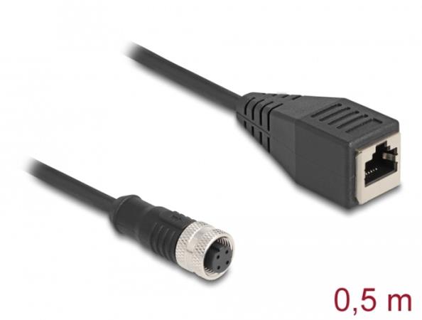 Delock M12 Adaptérový kabel, ze 4-pinové D-kódované zásuvky na zásuvku RJ45, dél