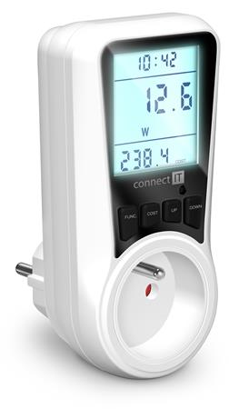 CONNECT IT PowerMeter Pro měřič spotřeby el. energie, podsvícený LED display, dě