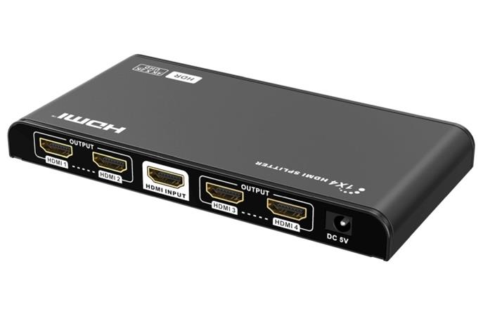 PremiumCord HDMI 2.0 splitter 1-4 porty, 4K x 2K/60Hz, FULL HD, 3D, černý